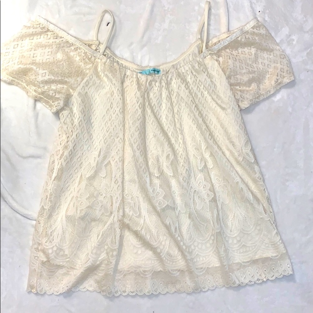 Maurices cream cold shoulder lace top